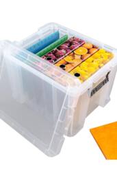 Whitefurze Allstore Plastic Storage Boxes with Lids & Silver Clamps Set in Clear - thumbnail 4
