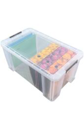 Whitefurze Allstore Plastic Storage Boxes with Lids & Silver Clamps Set in Clear - thumbnail 2