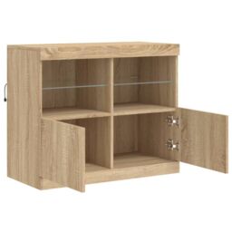 Berkfield Home Sideboard with LED Lights Sonoma Oak 81x37x67 cm in Brown - Size: 81 x 37 x 67 cm - thumbnail 7
