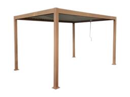 Vente-unique Freestanding Bioclimatic Aluminium Pergola With Adjustable Louvres in Walnut - thumbnail 4