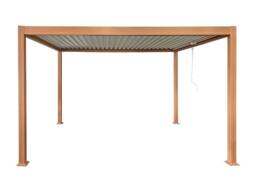Vente-unique Freestanding Bioclimatic Aluminium Pergola With Adjustable Louvres in Walnut - thumbnail 5