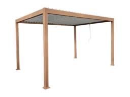 Vente-unique Freestanding Bioclimatic Aluminium Pergola With Adjustable Louvres in Walnut - thumbnail 8