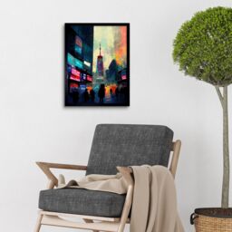 "Artery8 Wall Art Print Times Square New York Neon Street Art Framed in Black - Size: W12"" x H16""" - thumbnail 2