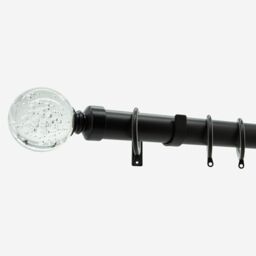 New Edge Blinds Matt Black 28mm Glass Bubbles Fixed Length Metal Curtain Pole in Jet Black - Size: 310 cm - thumbnail 2