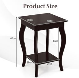 Gymax Set of 2 End Tables 2-Tier Accent Table Shelf with Elegant Curved Legs in Brown - thumbnail 3