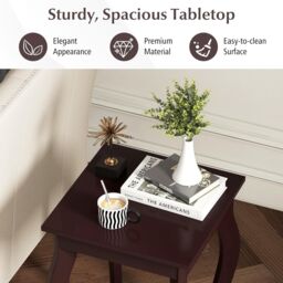 Gymax Set of 2 End Tables 2-Tier Accent Table Shelf with Elegant Curved Legs in Brown - thumbnail 5