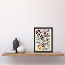 "Artery8 Floral Purple Yellow Pansies Wildflower Painting Framed Art Print - Size: W12"" x H16""" - thumbnail 4