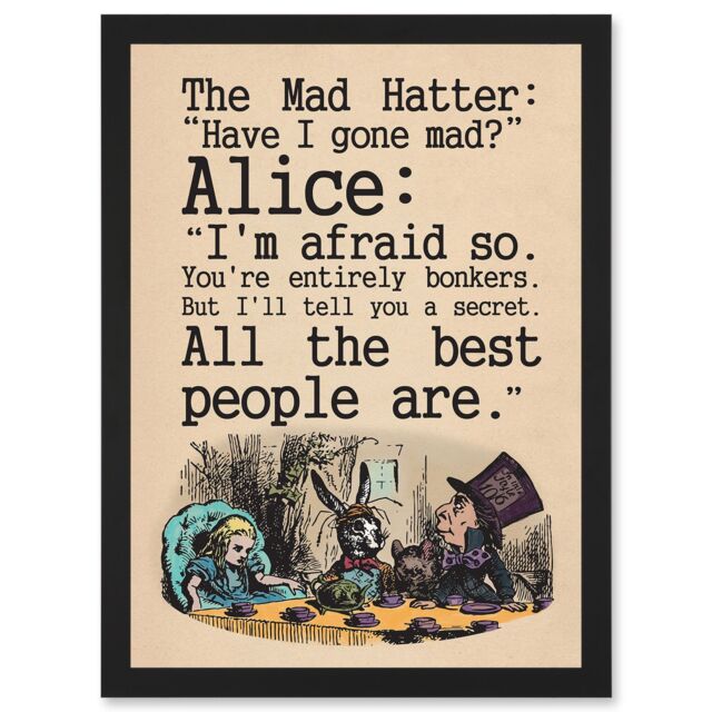 Artery8 Alice In Wonderland Mad Hatter Tea Party A4 Artwork Framed Wall Art Print in Black - image 1