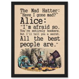 Artery8 Alice In Wonderland Mad Hatter Tea Party A4 Artwork Framed Wall Art Print in Black - thumbnail 1