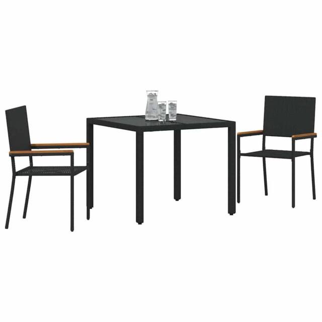 Berkfield Home Beautiful 3 Piece Garden Dining Set Black Poly Rattan - image 1