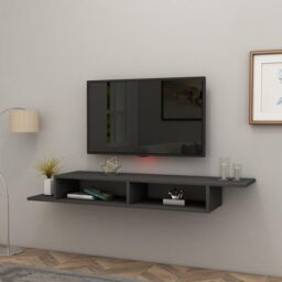 Destina Home Floating TV Stand with Shelves Eldon in Dark Grey - Size: 1 Pack - thumbnail 2