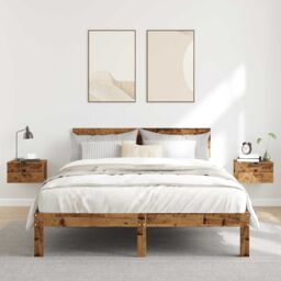 Berkfield Home Wall-mounted Bedside Cabinets 2 pcs Old Wood 34x30x20 cm in Brown - Size: 34 x 30 x 20 cm - thumbnail 3