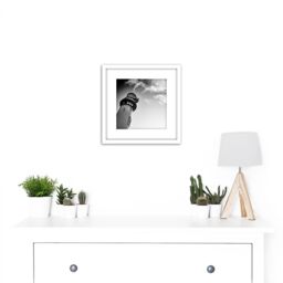 Artery8 Lightshouse Cloudy Sky Black White Photo 8X8 Inch Square Wooden Framed Wall Art Print Picture with Mount - thumbnail 2