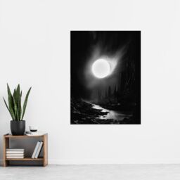 "Artery8 Wall Art Print Solar Flares Dramatic Fantasy Landscape Black & White Surreal Hades Underworld Artwork Poster in Grey - Size: W24"" x H32""" - thumbnail 2