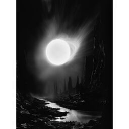 "Artery8 Wall Art Print Solar Flares Dramatic Fantasy Landscape Black & White Surreal Hades Underworld Artwork Poster in Grey - Size: W24"" x H32""" - thumbnail 1
