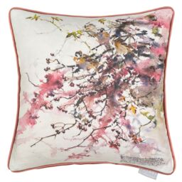Voyage Maison Brushwood Blossom Floral Piped Cushion in Raspberry - Size: 43 cm x 43 cm - thumbnail 1