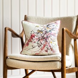 Voyage Maison Brushwood Blossom Floral Piped Cushion in Raspberry - Size: 43 cm x 43 cm - thumbnail 2