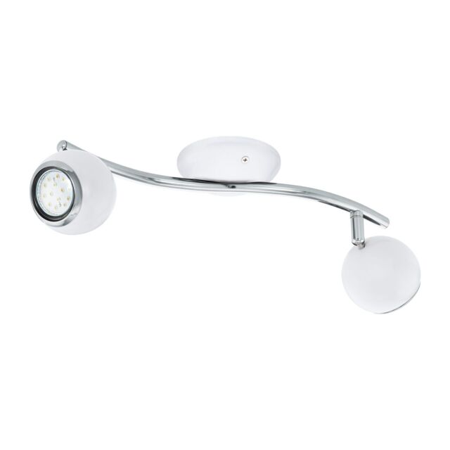 Loops Flush Spot Ceiling Light Colour White Chrome Plated Shade Bulb GU10 2x3W Incl - image 1