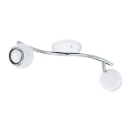 Loops Flush Spot Ceiling Light Colour White Chrome Plated Shade Bulb GU10 2x3W Incl - thumbnail 1