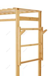 H&O Direct Wooden Clothes Rack with Storage Shelf & Side Hooks in Brown - thumbnail 5