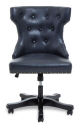 Orsina Black Leather‑Effect Office Chair, Tufted Wingback Seat with Studded Trim, Height‑Adjustable Swivel Chair - thumbnail 6