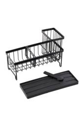 Living and Home Steel Kitchen Sink Caddy Organizer Rack with Drain Tray in Black - thumbnail 8