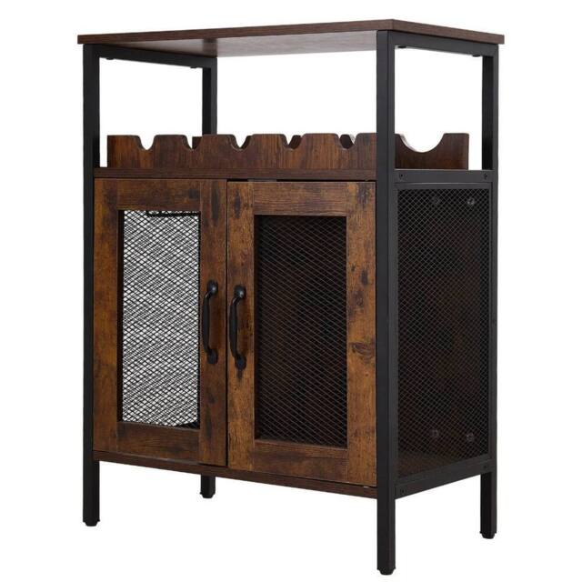 KORVIXA Rustic Wooden Wine Goblet Rack Kitchen Wine Storage Cabinet in Brown - Size: 100 cm x 100 cm - image 1