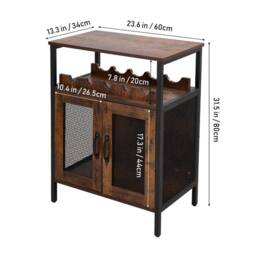 KORVIXA Rustic Wooden Wine Goblet Rack Kitchen Wine Storage Cabinet in Brown - Size: 100 cm x 100 cm - thumbnail 2