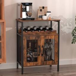 KORVIXA Rustic Wooden Wine Goblet Rack Kitchen Wine Storage Cabinet in Brown - Size: 100 cm x 100 cm - thumbnail 3
