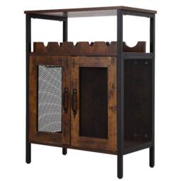 KORVIXA Rustic Wooden Wine Goblet Rack Kitchen Wine Storage Cabinet in Brown - Size: 100 cm x 100 cm