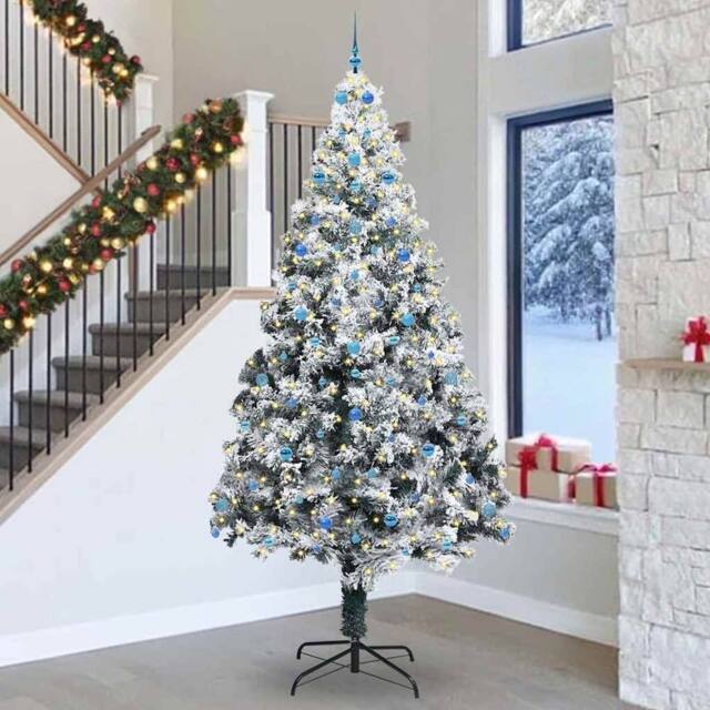 Berkfield Home Christmas Tree with 300 LEDs with Stand White 300 cm PVC - image 1