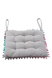 Living and Home Bohemian Style Tufted Square Chair Cushion with Tassels in Grey - Size: 40 cm x 40 cm - thumbnail 5
