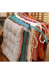 Living and Home Bohemian Style Tufted Square Chair Cushion with Tassels in Grey - Size: 40 cm x 40 cm - thumbnail 2
