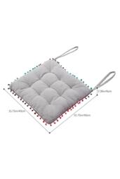Living and Home Bohemian Style Tufted Square Chair Cushion with Tassels in Grey - Size: 40 cm x 40 cm - thumbnail 9