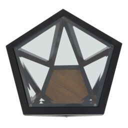 Orsina Pentagon Glass Side Table, Black Geometric Frame With Clear Pentagonal Glass Top, End Table - thumbnail 2