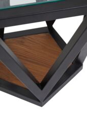Orsina Pentagon Glass Side Table, Black Geometric Frame With Clear Pentagonal Glass Top, End Table - thumbnail 5
