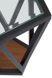 Orsina Pentagon Glass Side Table, Black Geometric Frame With Clear Pentagonal Glass Top, End Table - thumbnail 4