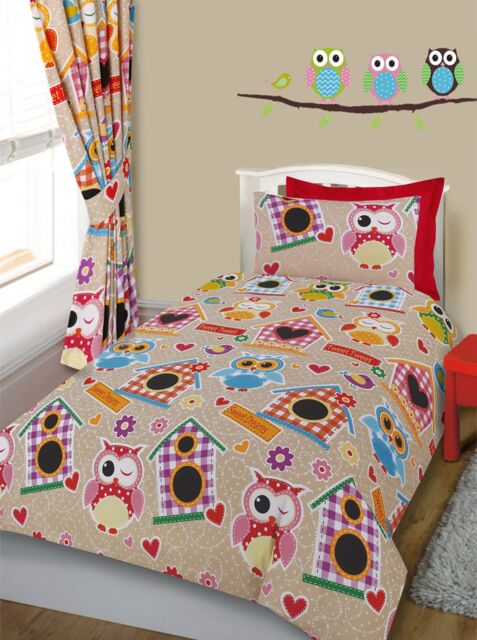 Velosso Owls Multi Cotton Rich Printed Duvet Cover & Pillowcase Set - Size: Double - image 1