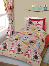 Velosso Owls Multi Cotton Rich Printed Duvet Cover & Pillowcase Set - Size: Double - thumbnail 1