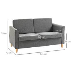 Wyld Haus Loveka Grey Compact 2 Seater Loveseat with Wooden Legs - thumbnail 3