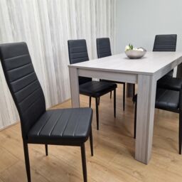 KOSY KOALA Modern Grey Rectangle Dining Table Set With 6 Black Chairs Dining Room Furniture Set in Brown - thumbnail 8