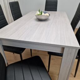 KOSY KOALA Modern Grey Rectangle Dining Table Set With 6 Black Chairs Dining Room Furniture Set in Brown - thumbnail 9