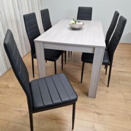 KOSY KOALA Modern Grey Rectangle Dining Table Set With 6 Black Chairs Dining Room Furniture Set in Brown - thumbnail 7