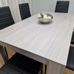 KOSY KOALA Modern Grey Rectangle Dining Table Set With 6 Black Chairs Dining Room Furniture Set in Brown - thumbnail 2