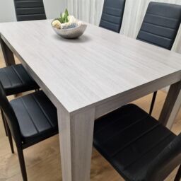 KOSY KOALA Modern Grey Rectangle Dining Table Set With 6 Black Chairs Dining Room Furniture Set in Brown - thumbnail 6