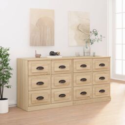 Berkfield Home Sideboards 2 pcs Sonoma Oak Engineered Wood in Brown - thumbnail 1