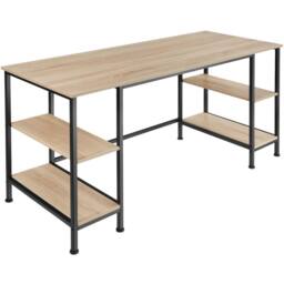 tectake Desk Stoke - 2 Side Shelves With 2 Storage Compartments Each in Light Oak - thumbnail 1