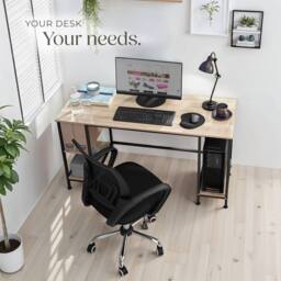 tectake Desk Stoke - 2 Side Shelves With 2 Storage Compartments Each in Light Oak - thumbnail 7