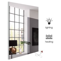 ENER-J Bathroom Mirror Heater 450W Infrared Heating LED Light Wall Mounted IP54 Demister Style 600x800mm UK Plug in White - thumbnail 2