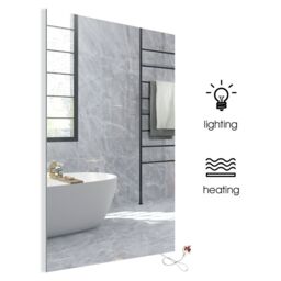 ENER-J Bathroom Mirror Heater 450W Infrared Heating LED Light Wall Mounted IP54 Demister Style 600x800mm UK Plug in White - thumbnail 1